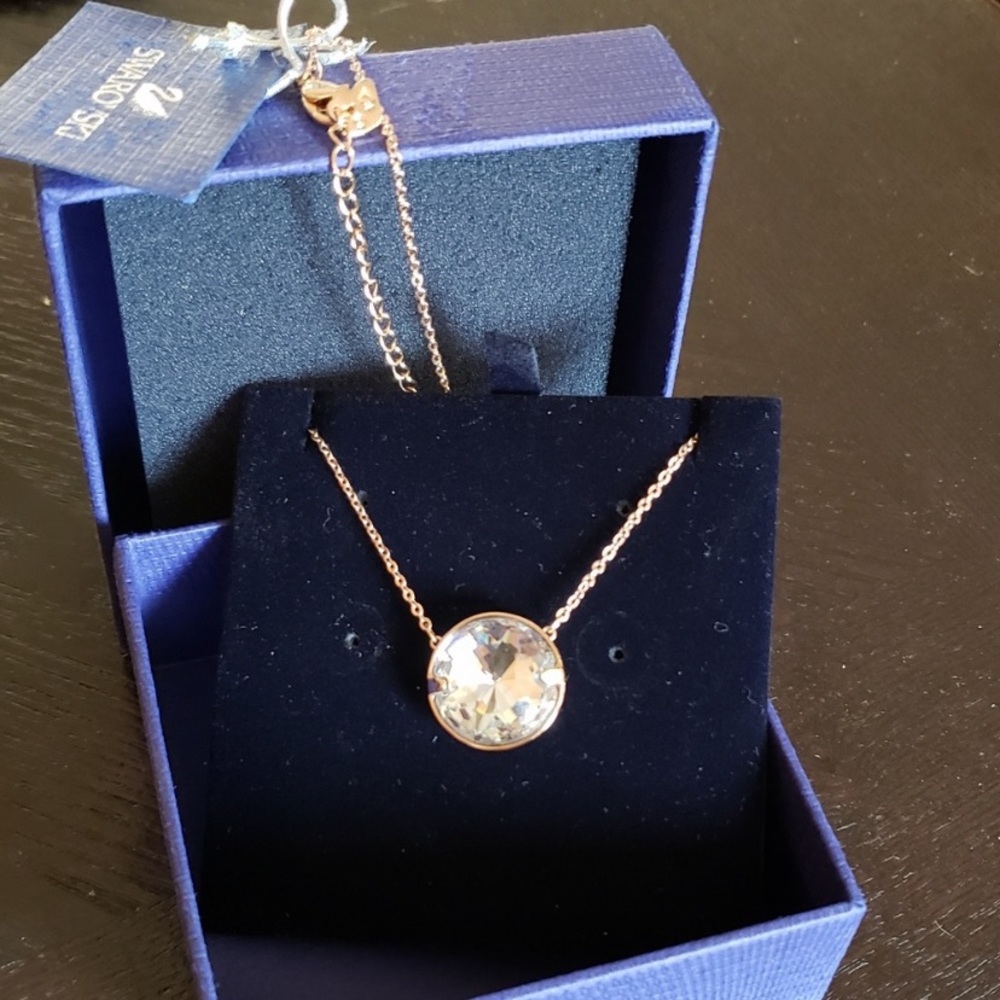 Swarovski Rose Gold Necklace with Clear Crystal Pendant